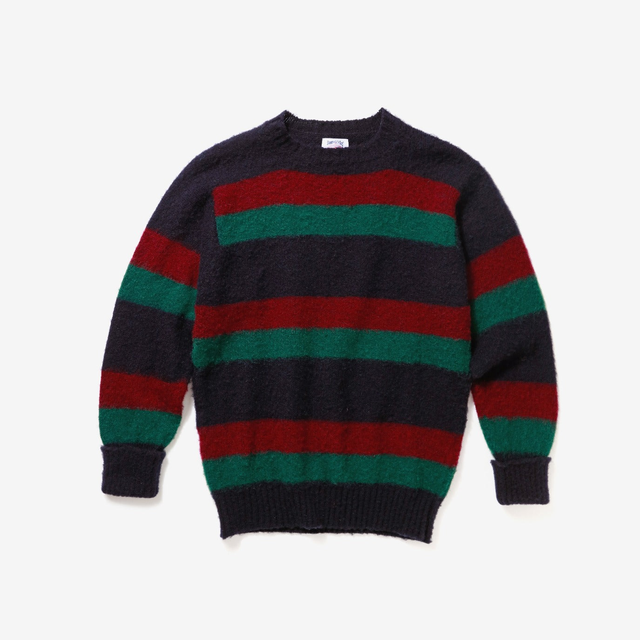 J. Press Shaggy Dog Sweater - Blue/Bordeaux/Green Stripe