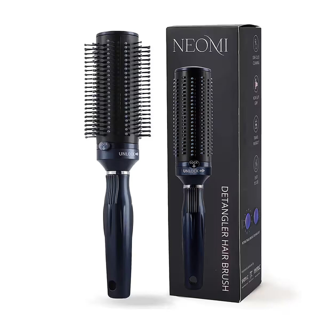 Neomi Detangler Hair Brush With Retractable Bristle Technology, Quick Clean Hair Comb For Loosening and Detangling - Navy (Patent Pending)