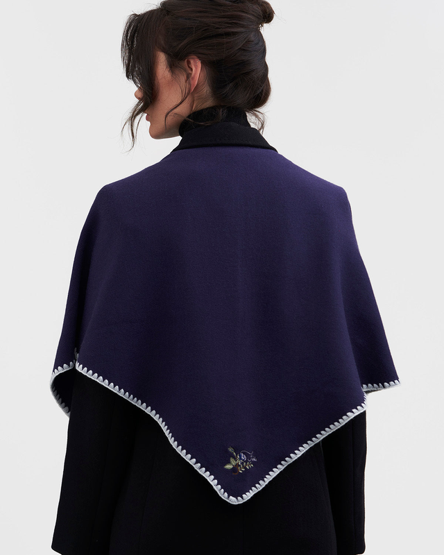 Blue Triangle Blanket-Stitch Scarf