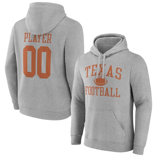 Men's Fanatics Gray Texas Longhorns Football Pick-A-Player NIL Gameday Tradition Pullover Hoodie