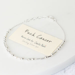 Fuck Cancer Sterling Silver Morse Code Chain Bracelet