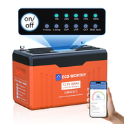 ECO-WORTHY 12V 300AH Lifepo4 Lithium Battery Bluetooth with SOC LEDs and Low Temp Protection