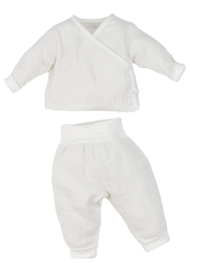 Muslin Side Snap Top & Pant Set - Organic White
