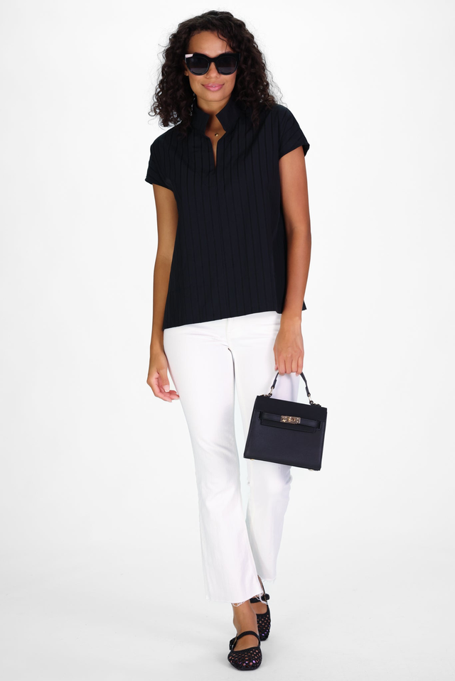 Kensington Top in Black Shadow Stripe