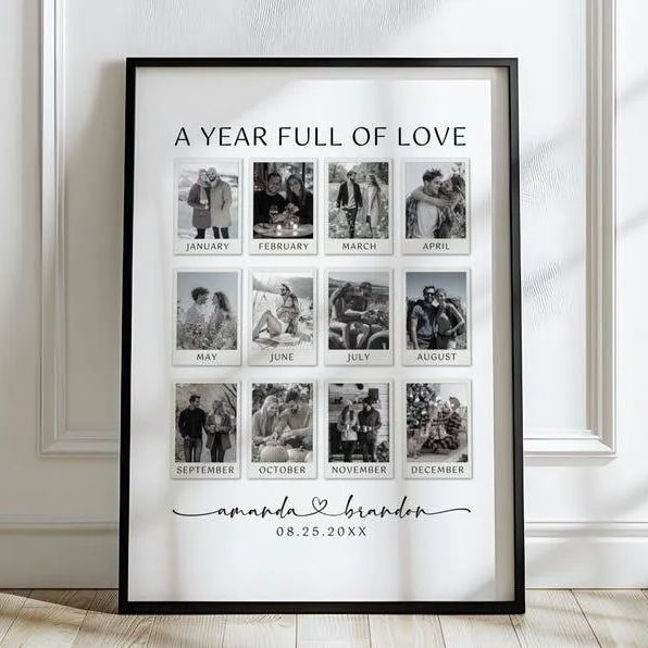 Custom Photo Frame Anniversary Gift Personalized Photo Frame 1 Year Anniversary Gift