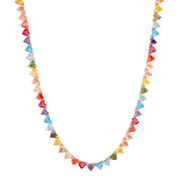 Heart Shaped Rainbow Tennis Necklace