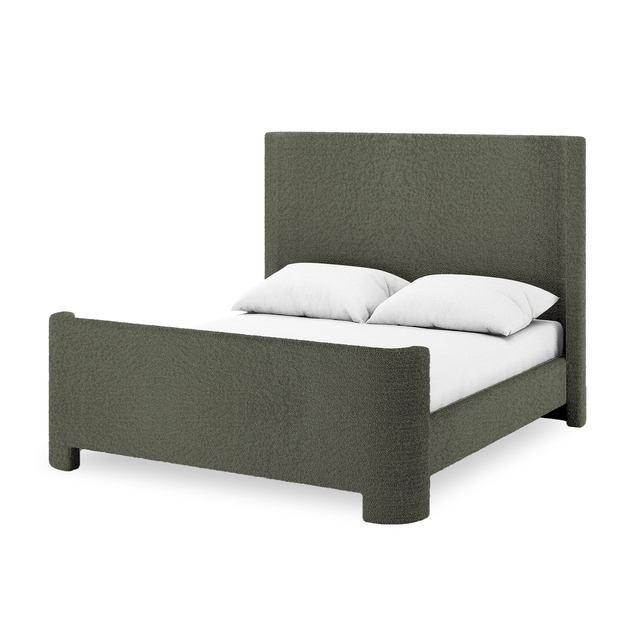 Palmira Double Boucle Fabric Bed Frame in Dark Green