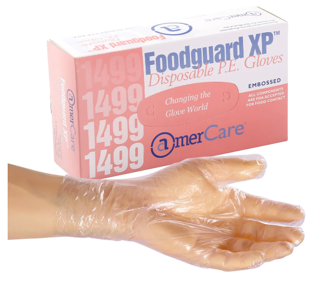 Foodguard Embossed HDPE Poly Gloves - Case of 500