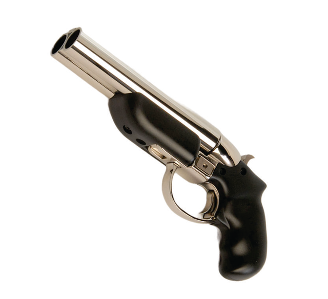 Diablo 12 Gauge Pistol, 6 inch barrel, Nickel with Black Finish Grips        -No FFL Required-