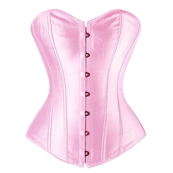 Ladies Classic Burlesque Satin Hourglass Strapless Overbust Corset