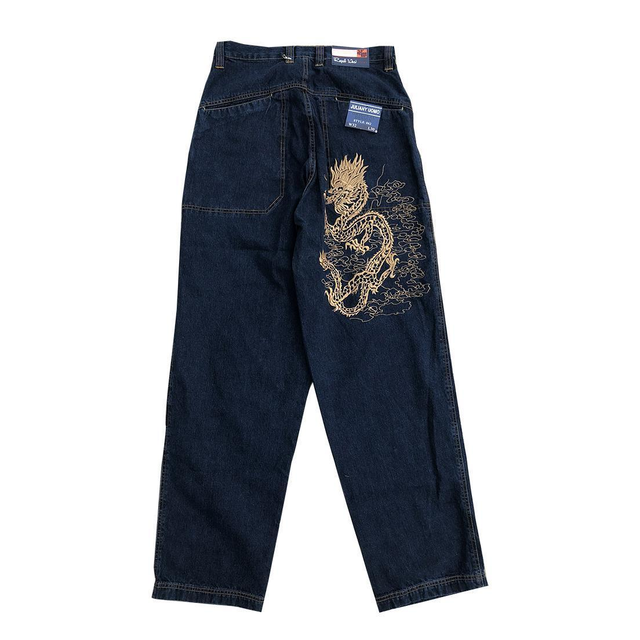 Dragon Embroidered Denim Jeans