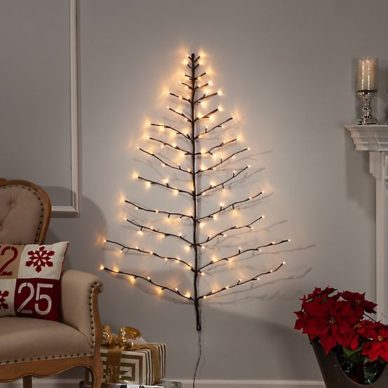 Everlasting Glow 4 ft. Tree-Shaped Branch Wall Decor with 112 Warm White Lights