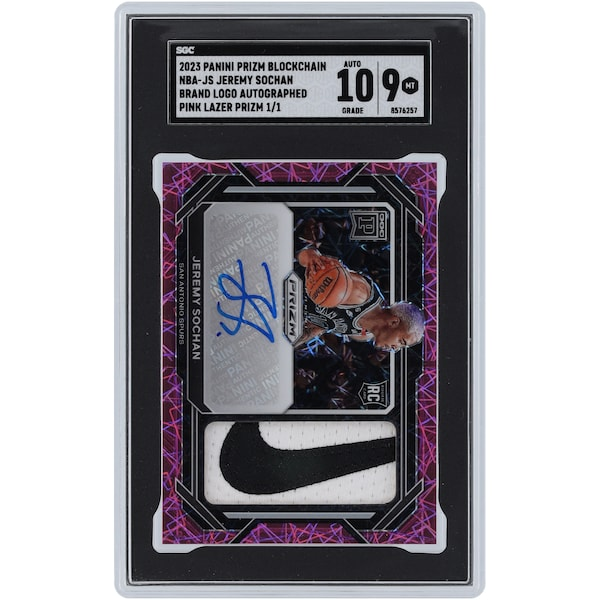 Jeremy Sochan San Antonio Spurs Autographed 2023 Panini Prizm Blockchain Nike Swoosh #NBA-JS #1/1 SGC Authenticated 9/10 Rookie Card
