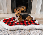PupRug® Faux Fur Orthopedic Dog Bed Cover - Curve Red & Black Plaid (Bed Not Included)