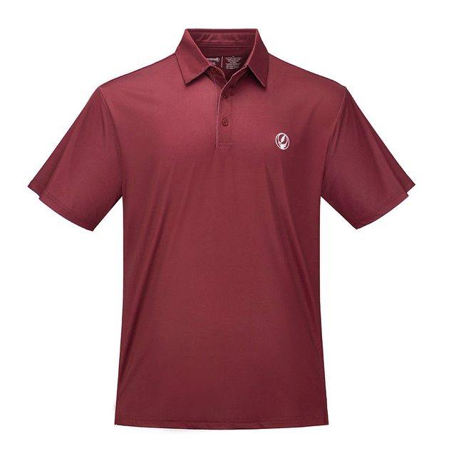 Grateful Dead | Dry Fit Polo | White Stealie in Maroon