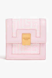 Jacquard and leather cardholder - baby pink - One Size