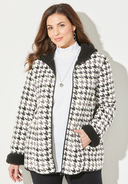 Printed Fleece Coat with Sherpa Lining