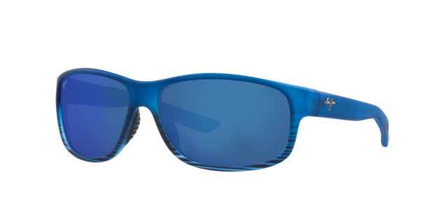 MAUI JIM Kaiwi Channel Blue Black Havana - Unisex Sunglasses, Blue Hawaii Mirror Polarized Lens