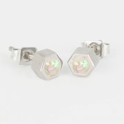 Hexagon Pearl White Opal Glowstone Earrings