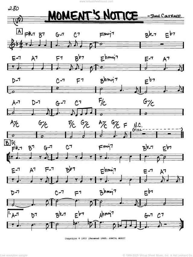 Moment's Notice sheet music (in Bb) (PDF)