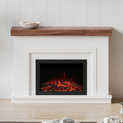 Modern Ember Leila Stone Venetian Electric Fireplace Mantel Package