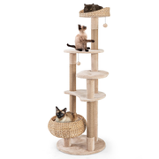 Tangkula 65 Inch Tall Cat Tower with Jute Scratching Posts