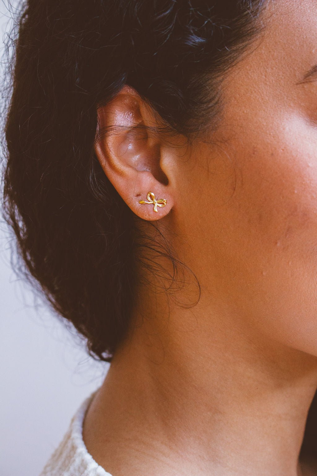 Girly Bow Earrings - Hypoallergenic