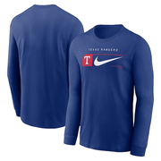 Men's Texas Rangers Nike Royal Local Logo Swoosh Lockup Long Sleeve T-Shirt