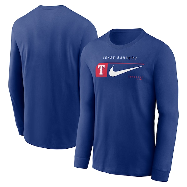 Men's Texas Rangers Nike Royal Local Logo Swoosh Lockup Long Sleeve T-Shirt