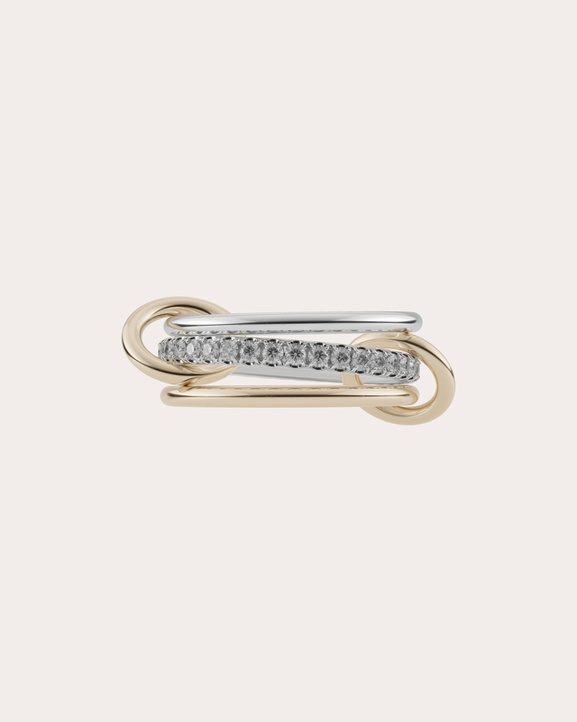 Tigris 18K Gold Sterling Silver and Diamond Linked Rings