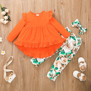 【18M-6Y】Girls Lace Skirt And Trousers Three-piece Suit