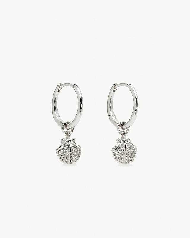 Sterling Silver By the Shore Shell Hoops