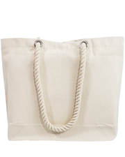 Closeout Canvas Beach Tote Bag with Fancy Rope Handles