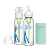 Dr. Brown's Natural Flow Anti-Colic Options+ Narrow Glass Baby Bottle with Silicone Sleeve, 2-Pack