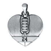 Sterling Silver Heart Shaped Football Pendant w/ Number & Chain