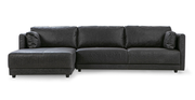 Domus 114" Leather Sofa Sectional Left, Ebony