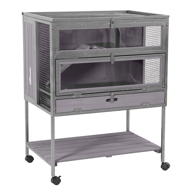 Aivituvin-AIR25 Anti-Chewing Wooden Hamster Cage | Metal Iron Frame