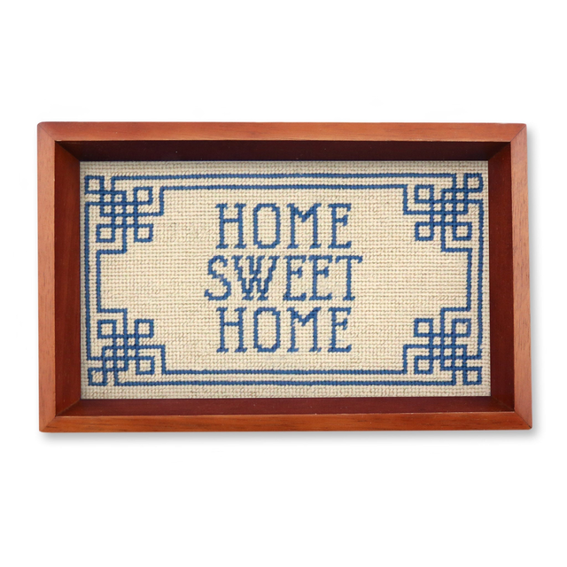 Home Sweet Home Valet Tray (Light Khaki) (Chestnut Wood)