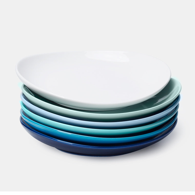 Blue Assorted Curved Porcelain Plates
