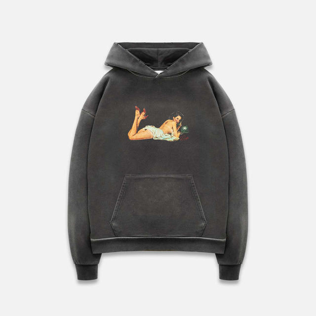 Pin Up Washed Black Hoodie