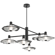 Cumulus LED 55 inch Matte Black with Clear Granite Glass Mobile Chandelier Ceiling Light