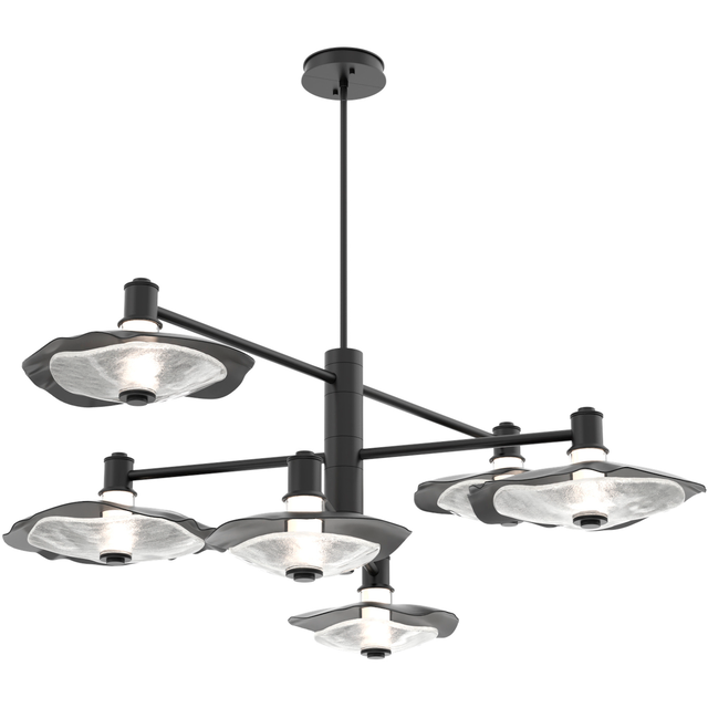 Cumulus LED 55 inch Matte Black with Clear Granite Glass Mobile Chandelier Ceiling Light