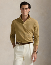 Classic Fit Mesh Long Sleeve Polo Shirt