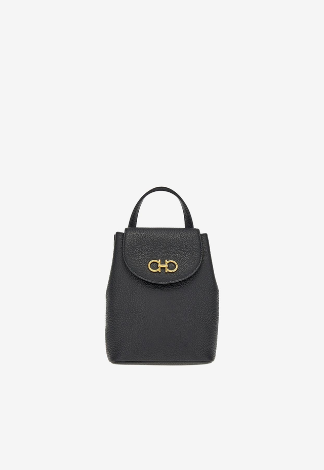 Mini Gancini Backpack in Hammered Leather