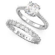 Constella ring, Set (2), Round cut, White, Rhodium plated