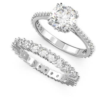 Constella ring, Set (2), Round cut, White, Rhodium plated