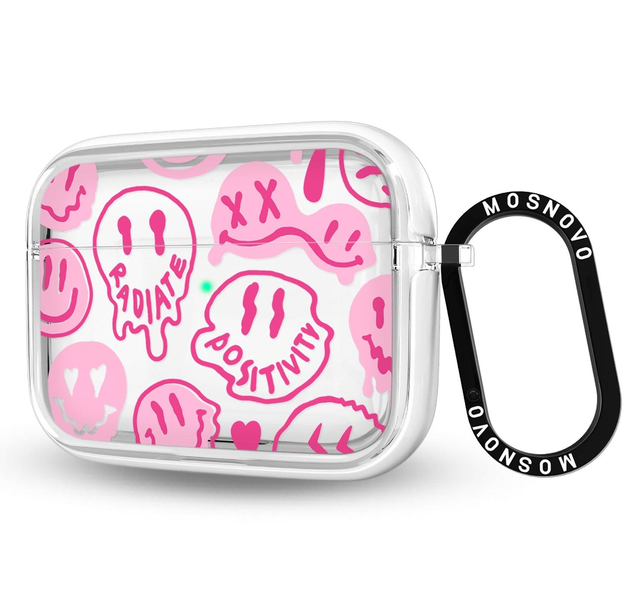 Pink Dripping Smiles Positivity Radiate Face AirPods Pro Case