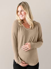 Bamboo Maternity & Nursing Long Sleeve T-shirt | Evergreen