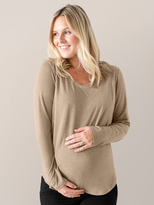 Bamboo Maternity & Nursing Long Sleeve T-shirt | Evergreen