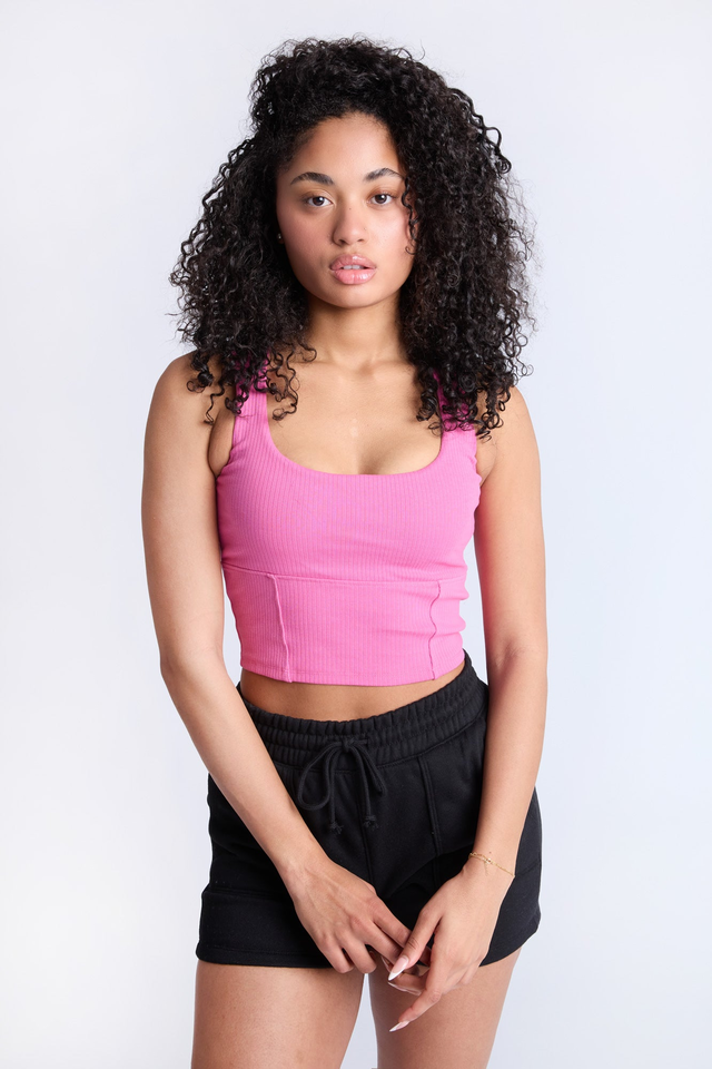 Ribbed Square Neck Tank Top